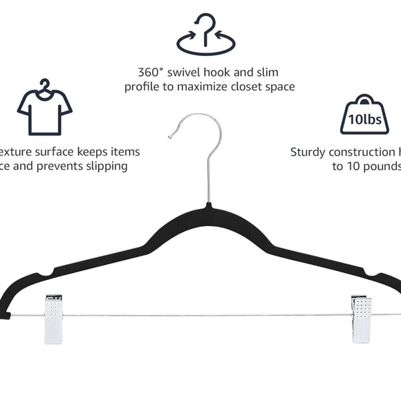 Black Velvet Skirt/Pants Hangers (10 Pack) - Picture 4 of 6